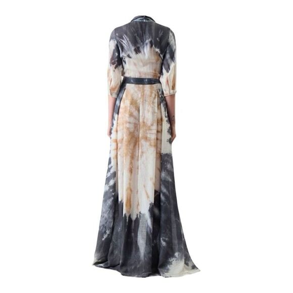 $5490 Gabriela Hearst Daisy Belted Tie-dyed Cashmere and Silk Maxi Dress Size 2 - Picture 4 of 12